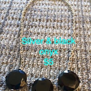 🌈 Silver & Black Onyx Necklace